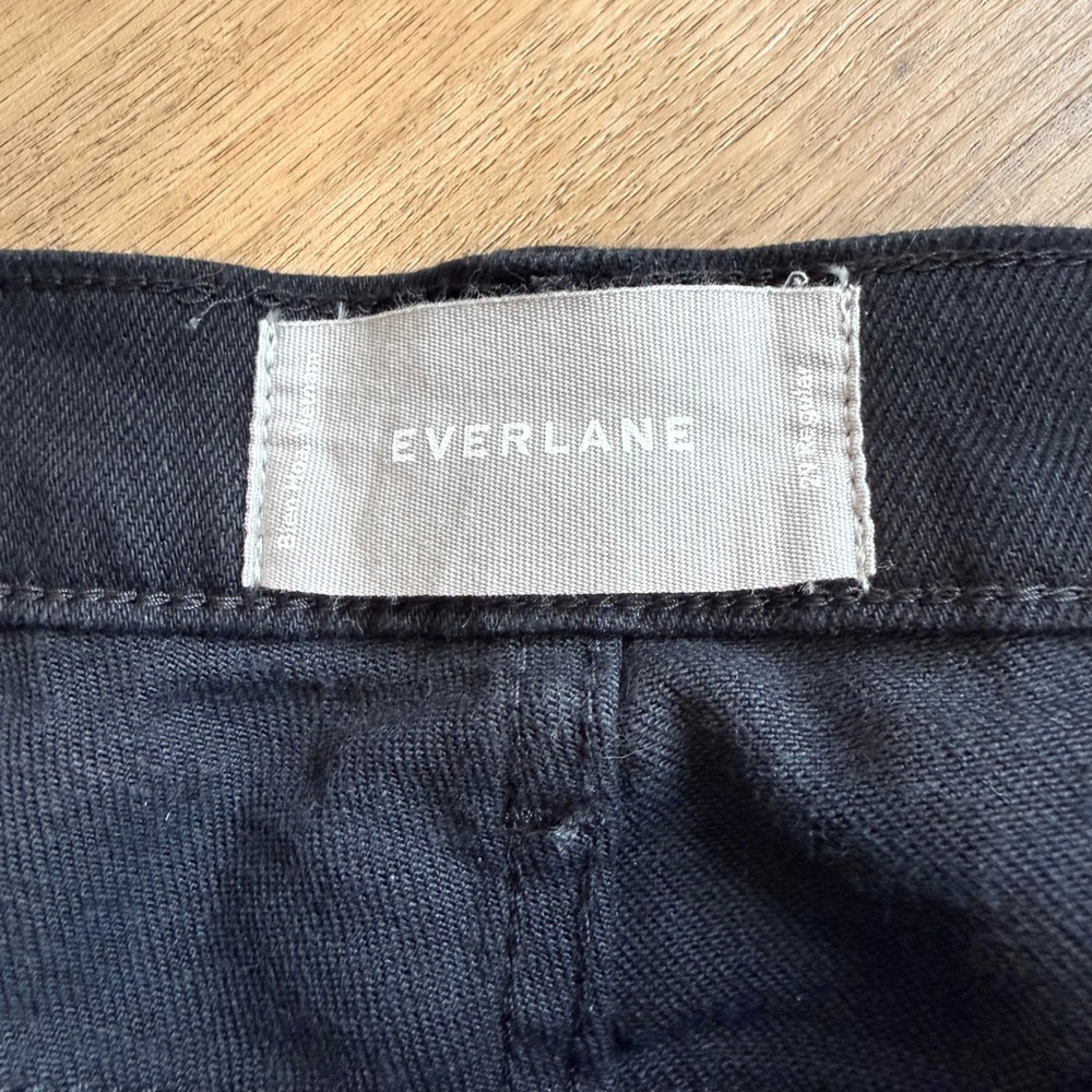 EVERLANE Black High Rise Flare Jeans Raw Hem Size 29 Regular - Picture 5 of 8